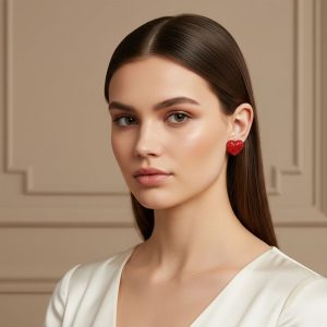 Σκουλαρίκια Καρδιά με Στρας και Ατσάλινη Βελόνα 12 ΤεμάχιαX00483