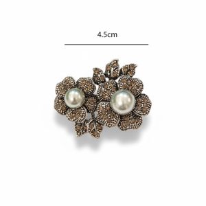 Καρφίτσα Λουλούδια με Πέρλες και ΣτραςX00488