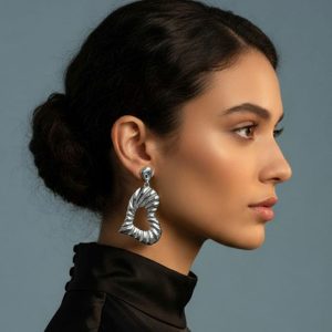 Σκουλαρίκια Καρδιά Σφυρήλατη Κρεμαστά από Ατσάλι ΑσημίX00491B