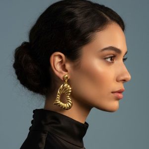 Σκουλαρίκια Καρδιά Σφυρήλατη Κρεμαστά από Ατσάλι ΧρυσόX00491A