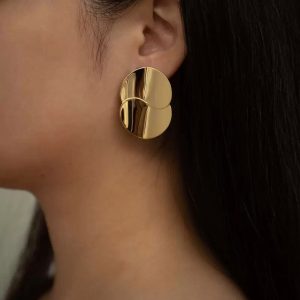 Σκουλαρίκια Διπλός Δίσκος από Ατσάλι ΧρυσόX00494A