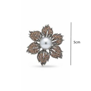 Καρφίτσα Λουλούδι με Πέρλα και ΚρύσταλλαX00496