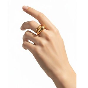 Ατσάλινο Δαχτυλίδι Μοντέρνος Όγκος Χρυσό ΧρώμαX00501A
