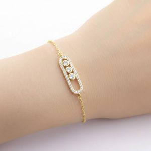 Ατσάλινο Βραχιόλι με Κινούμενες Πέτρες Χρυσό ΧρώμαX00503A