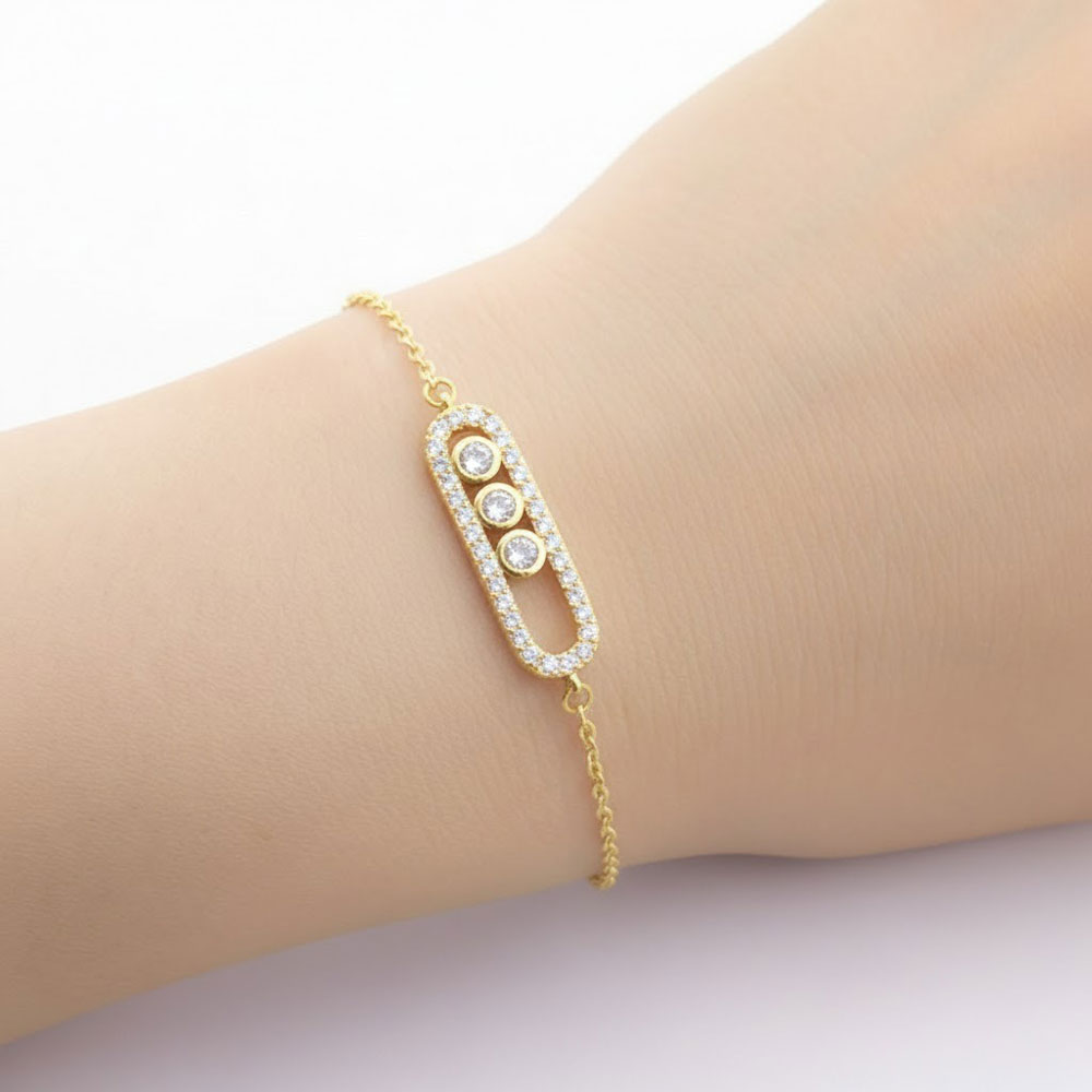 Ατσάλινο Βραχιόλι με Κινούμενες Πέτρες Χρυσό Χρώμα Ατσάλινο Βραχιόλι με Κινούμενες Πέτρες Χρυσό ΧρώμαX00503A