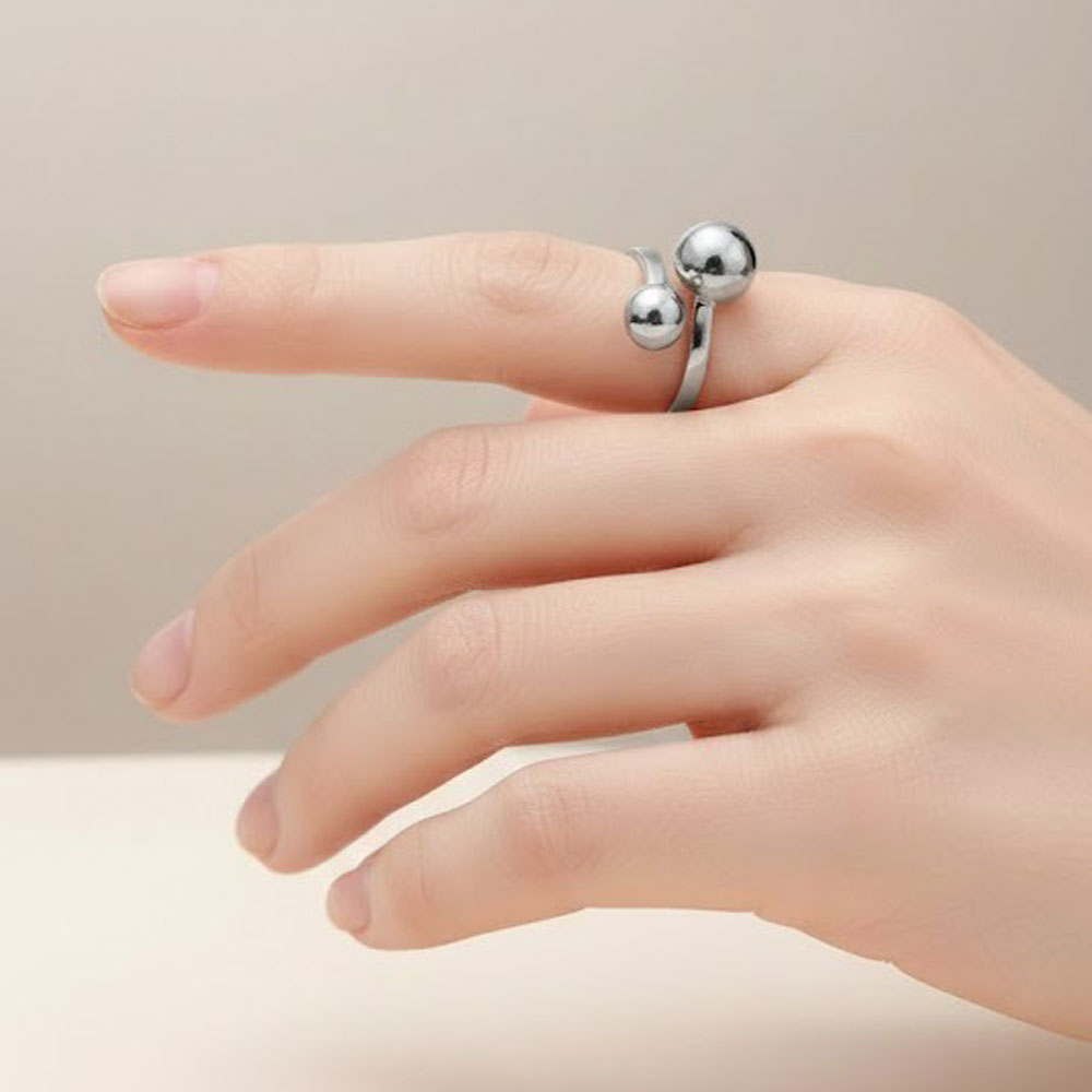Ατσάλινο Προσαρμόσιμο Δαχτυλίδι με Σφαιρικά Στοιχεία Ασημί Χρώμα Ατσάλινο Προσαρμόσιμο Δαχτυλίδι με Σφαιρικά Στοιχεία Ασημί ΧρώμαX00505B