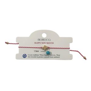 Χειροποίητο βραχιόλι μαρτάκι με σχεδιο σταυρο και χαντραΑ10041