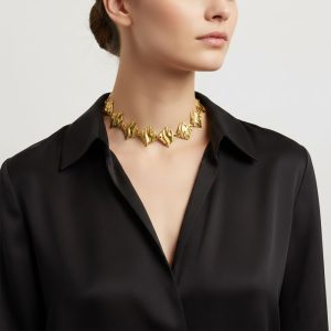 Ατσάλινο Κολιέ με Γεωμετρικά Διακοσμητικά Στοιχεία Χρυσό ΧρώμαX00523