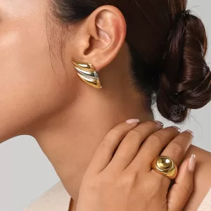 Ατσάλινα Σκουλαρίκια ΧρυσόX0003