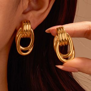 Ατσάλινα Σκουλαρίκια Κρεμαστά - ΧρυσόA2089A