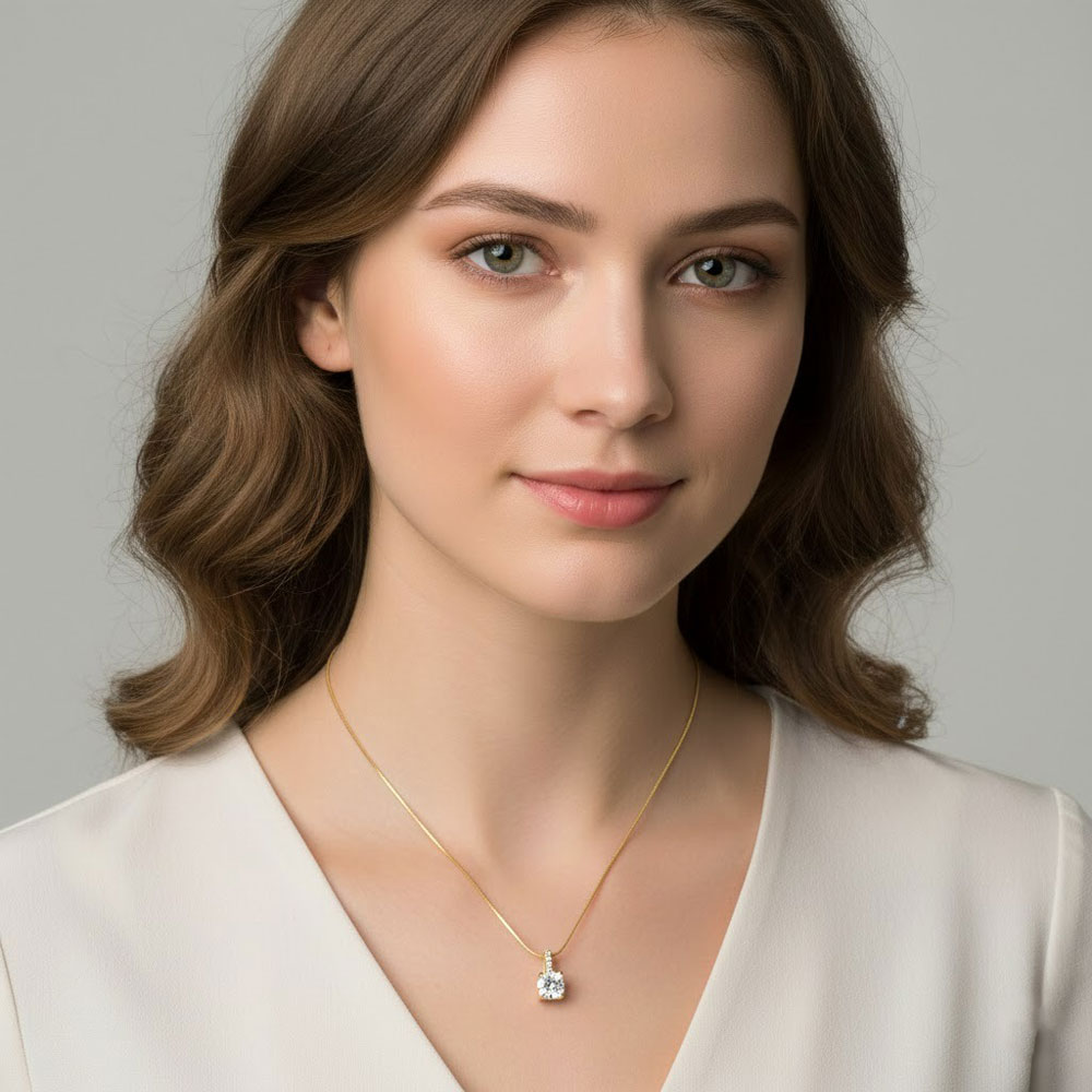 Ατσάλινο Κολιέ με Στρογγυλό Μονόπετρο με Στρας Χρυσό Χρώμα Ατσάλινο Κολιέ με Στρογγυλό Μονόπετρο με Στρας Χρυσό ΧρώμαA3200-1A