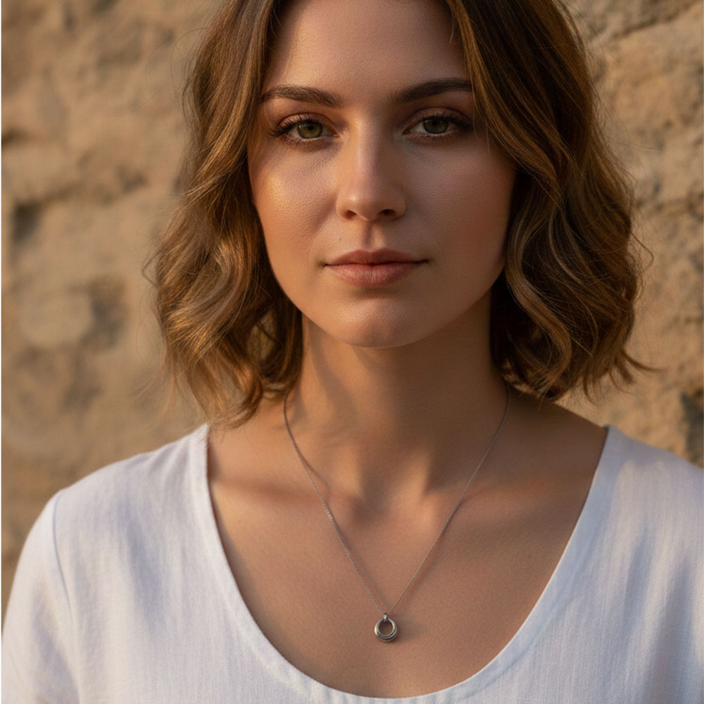 Ατσάλινο Κολιέ Κύκλος Χρώμα Ασημί Χρώμα Ατσάλινο Κολιέ Κύκλος Χρώμα Ασημί ΧρώμαA3213B