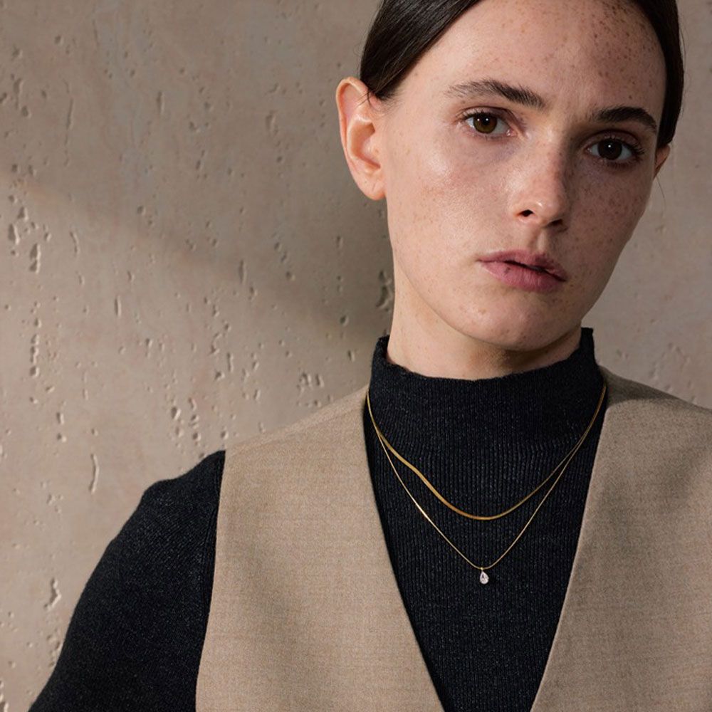 Ατσάλινο Διπλό Κολιέ με Δάκρυ Χρυσό Χρώμα Ατσάλινο Διπλό Κολιέ με Δάκρυ Χρυσό ΧρώμαA3230A