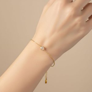 Λεπτό Ατσάλινο Βραχιόλι με Σταγόνα Στρας Χρυσό ΧρώμαA3243-1A