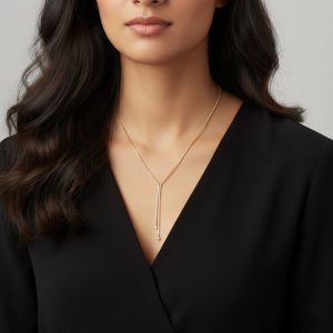 Ατσάλινη Κολιέ Y με Στρας Χρυσό ΧρώμαΑ3263A