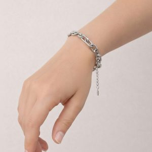 Ρυθμιζόμενο Ατσάλινο Βραχιόλι Αλυσίδα Ασημί ΧρώμαA3297-1B