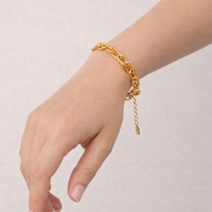 Ρυθμιζόμενο Ατσάλινο Βραχιόλι Αλυσίδα Χρυσό ΧρώμαA3297-1A