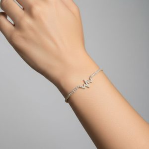 Ατσάλινο Βραχιόλι Καρδιογράφημα με Στρας Χρυσό ΧρώμαA3303-1A