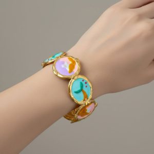 Καλοκαιρινή Ατσάλινη Χειροπέδα με Γοργόνες Χρυσό ΧρώμαA70006-1B