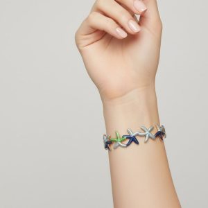 Ατσάλινη Χειροπέδα Βραχιόλι Αστερίας Πολύχρωμο Μπλε ΤόνοιA70009C