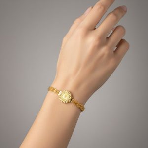 Ατσάλινο Βραχιόλι με Ανάγλυφη Λίρα Χρυσό ΧρώμαA70025A