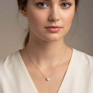 Κολιέ από Ατσάλι με Μικρή Καρδιά και Στρας Χρυσό ΧρώμαA3229