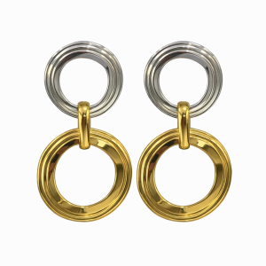 Δίχρωμα σκουλαρίκια κρίκοι – Χρυσό & Ασημί