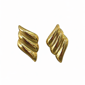 Χρυσά σκουλαρίκια με ανάγλυφο σχέδιο