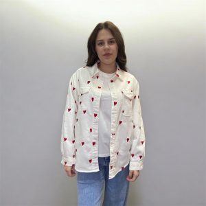 ΤΖΙΝ ΠΟΥΚΑΜΙΣΟ TZAKET ΛΕΥΚΟ ΜΕ ΚΑΡΔΙΕΣ