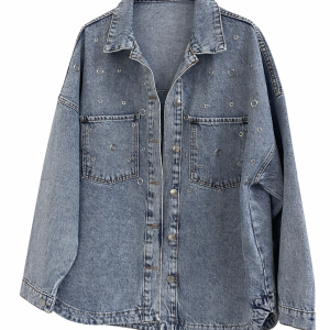 Bαμβακερό denim jacket με μεταλλικές λεπτομέρειες